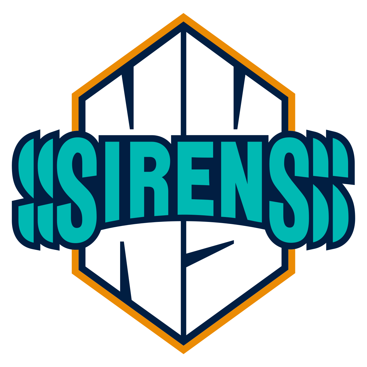 The New York's Sirens logo, which has the letters N and Y in a hexagon with the word Sirens in teal over them.